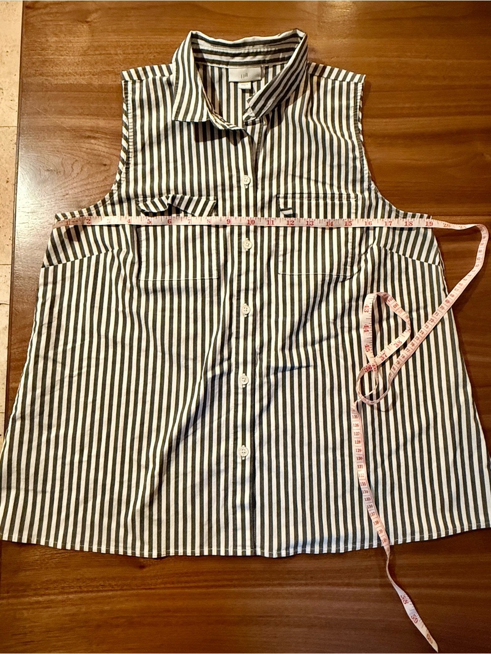 J. Jill Black and White Striped Sleeveless Button-Up Tank